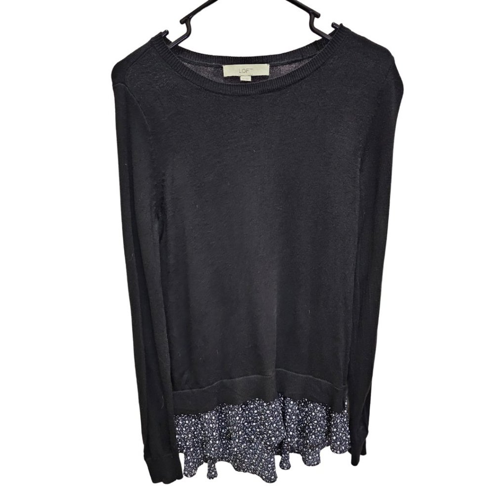 Loft Black Sweater with Black & White Bottom